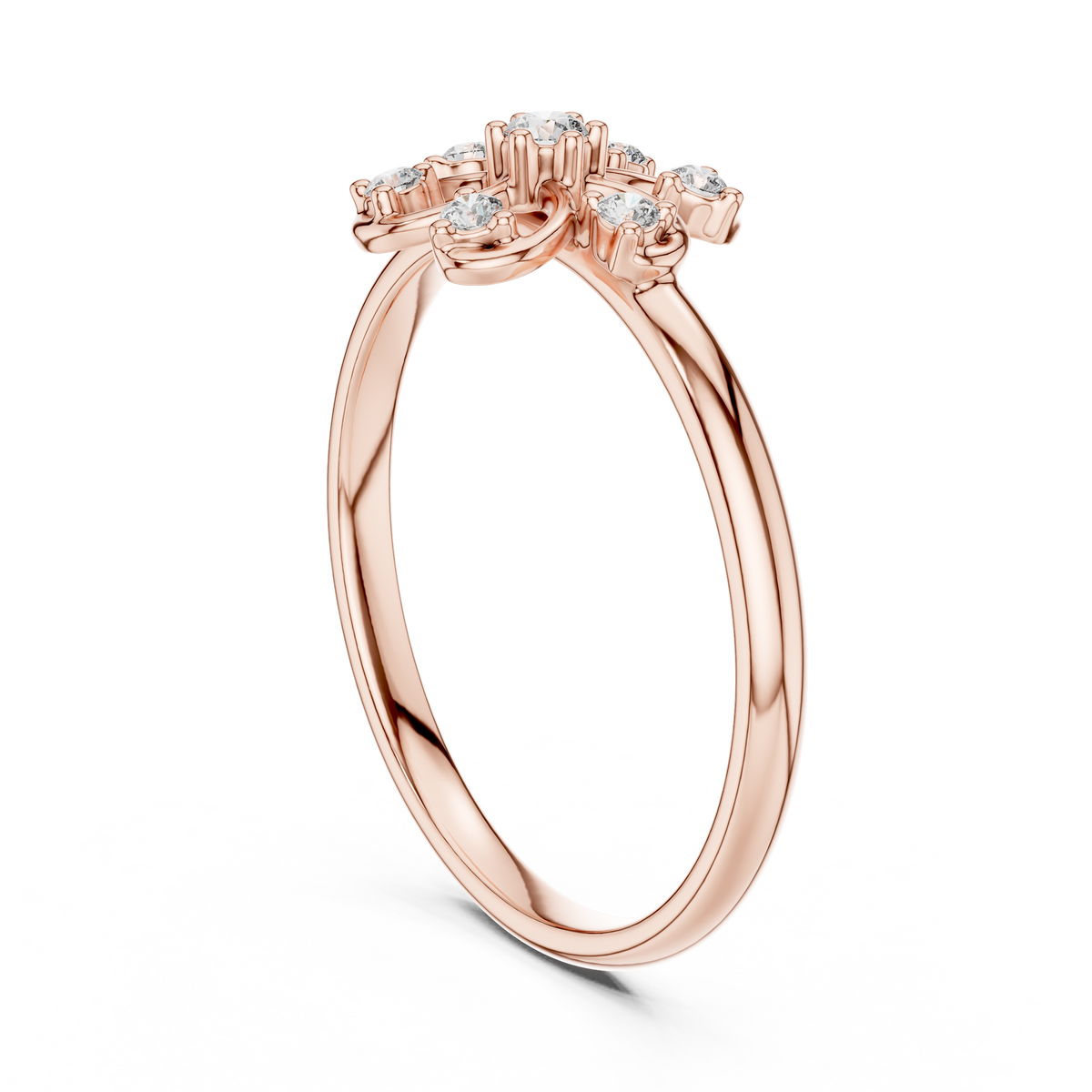Swirl Minimalist Promise Ring With Round Moissanite Diamond