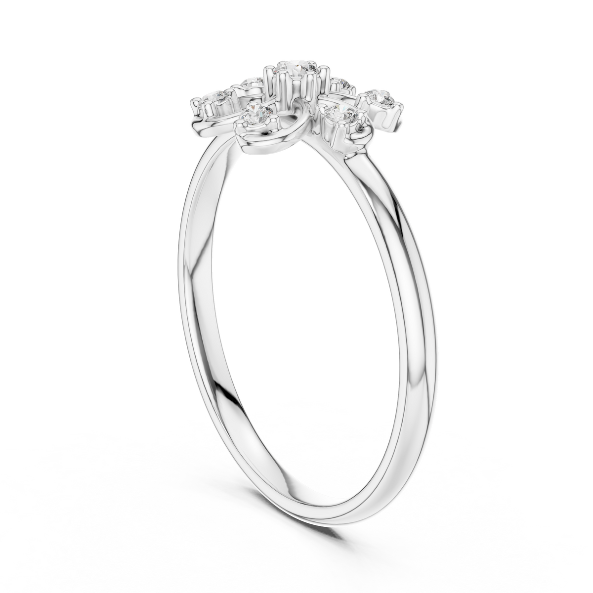 Swirl Minimalist Promise Ring With Round Moissanite Diamond