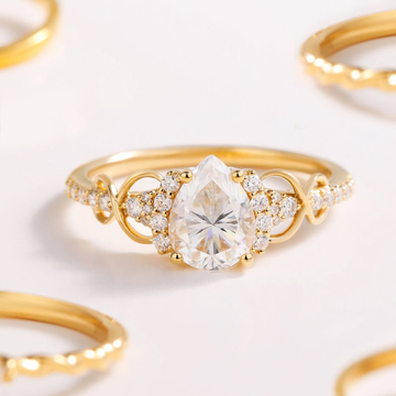 Pear Cut Lab Grown Diamond Infinity Halo Engagement Ring