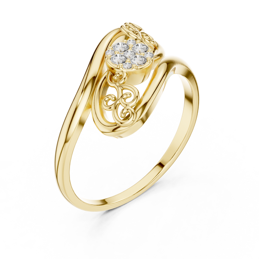 Filigree Bypass Round Cut Moissanite Diamond Cluster Engagement Ring