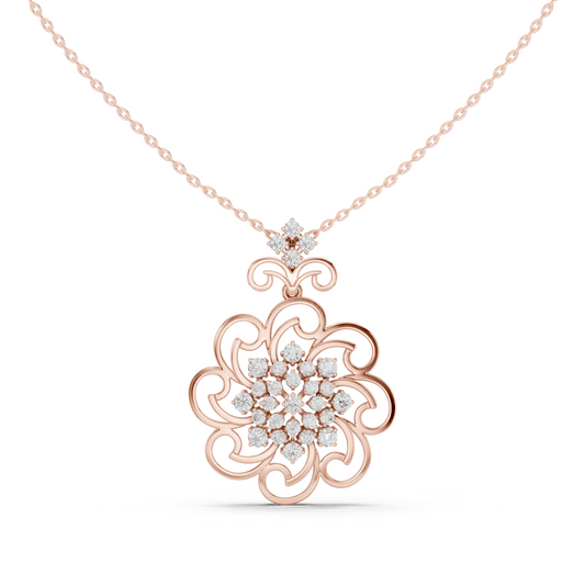 Filigree Open Work Round Moissanite Pendant Necklace