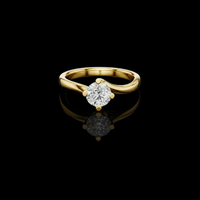 Round Cut Swirl Band Lab Grown Engagement Ring