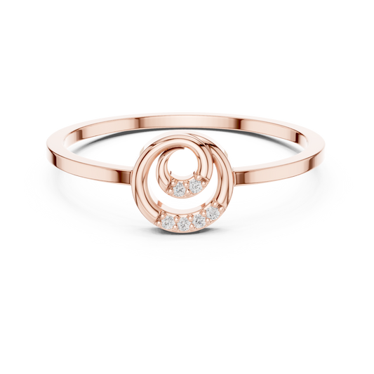 Swirl Accents Round Cut Lab Diamond Engagement Ring