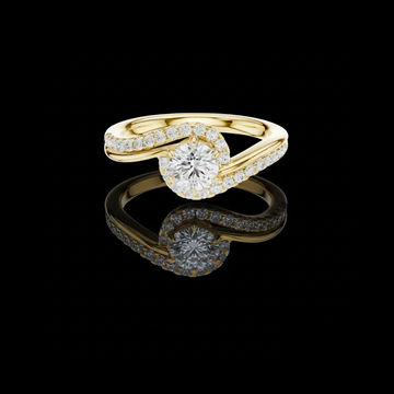 0.5 CT Elegant Round Cut Halo Swirl Ring with Moissanite Diamond Accents Twisted Band Luxury Design For Her