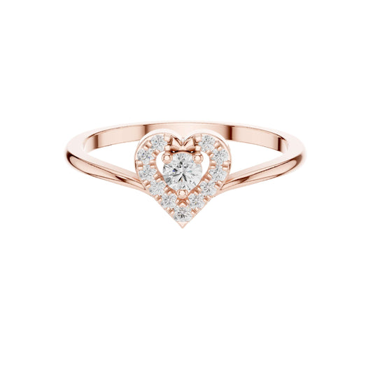 Heart Shaped Round Cut Moissanite Diamond Halo Engagement Ring