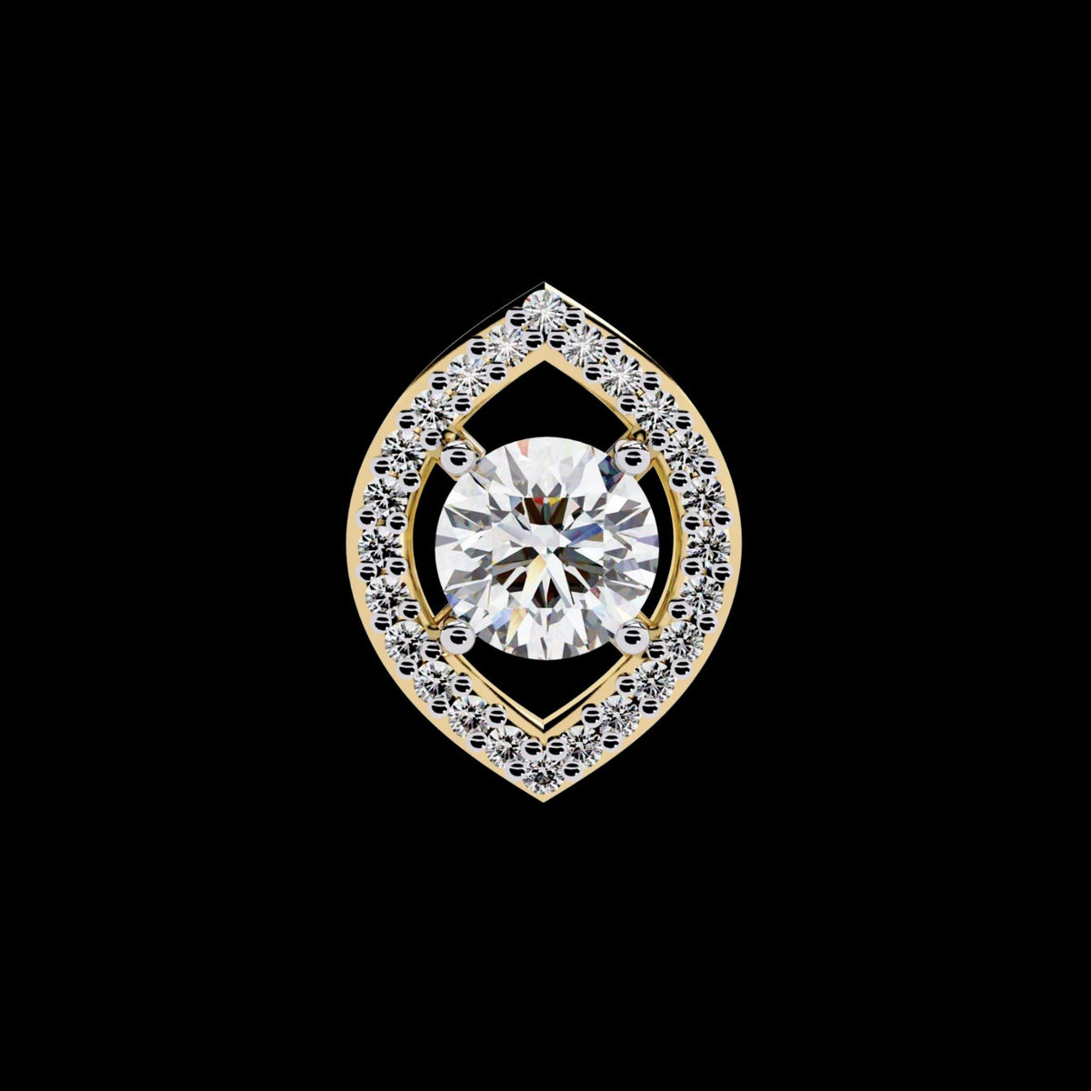 Symmetrical Eye Shape Layering Pendant with Round Moissanite Diamond