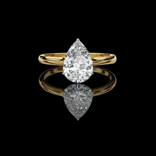 Teardrop Pear Lab Diamond Solitaire Engagement Ring