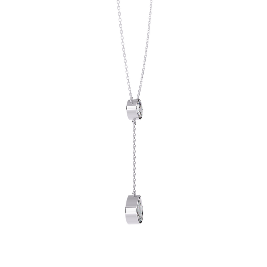 Bezel Set Round with Drop Pear Cut Lab Grown Diamond Necklace