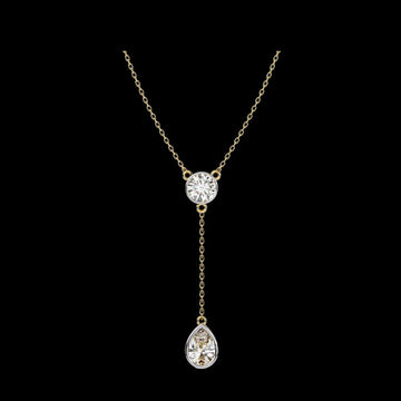 Bezel Set Round with Drop Pear Cut Moissanite Diamond Necklace