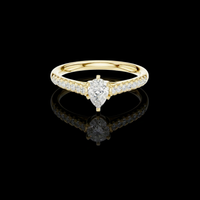 Pear Cut Lab Grown Diamond Solitaire Ring with pave Band