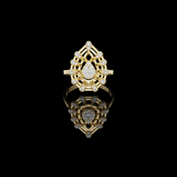 Teardrop Royale Shaped Round Cut Lab Grown Ring with Halo Design