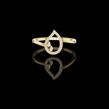 0.05 TCW Teardrop Shaped Open Halo Lab Grown Ring with Pave Diamonds Delicate Dewdrop Design