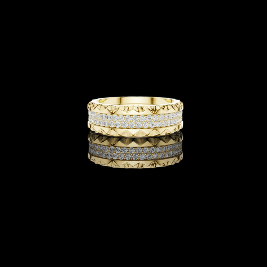 Triple Row Pave Round Cut Lab Grown Diamond Textured Eternity Band Ring