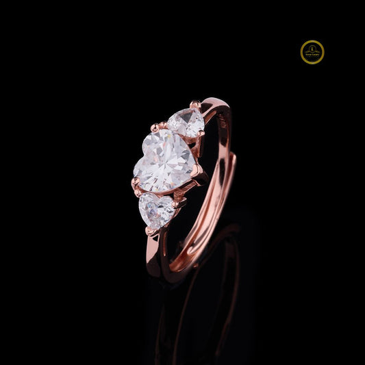Heart Cut Moissanite Diamond Engagement Ring With Heart Side Stone
