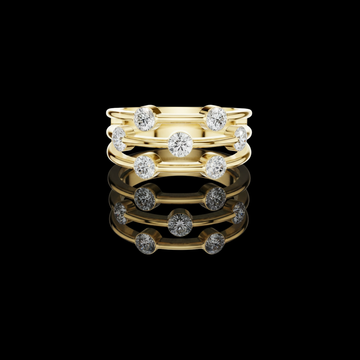 1.07 TCW Radiant Constellation Horizon Triple Row Bezel Set Moissanite Diamond Ring in Polished Gold