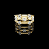 1.07 TCW Radiant Constellation Horizon Triple Row Bezel Set Lab Grown Diamond Ring in Polished Gold