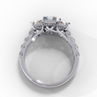 Three Stone Emerald Lab Diamond Engagement Ring With Emerald Side Stone