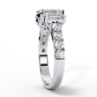 Three Stone Emerald Lab Diamond Engagement Ring With Emerald Side Stone