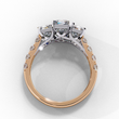 Three Stone Emerald Lab Diamond Engagement Ring With Emerald Side Stone