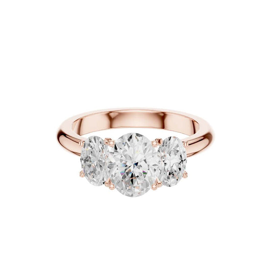 Exclusive Three Stone Oval Moissanite Diamond Ring