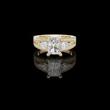 2.00 CT Opulent Radiant Cut Lab Grown Diamond Three Stone Bridal Ring Set with Pave Diamond Accents