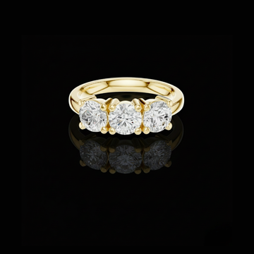 1.5 TCW Radiant Round Three Stone Moissanite Diamond Ring Classic Trilogy Design For Her