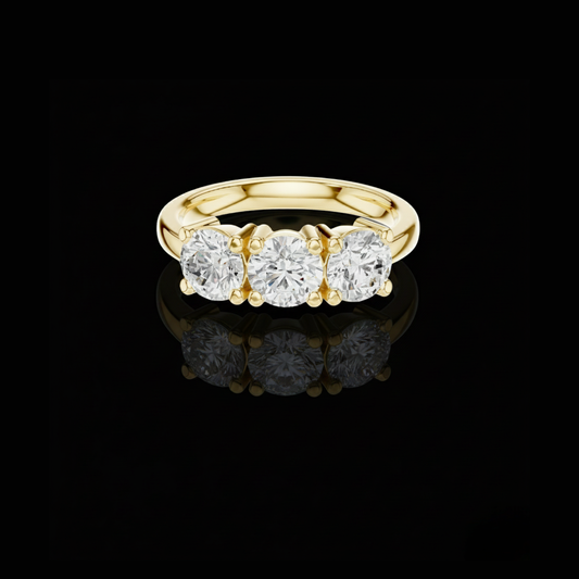 1.5 TCW Radiant Round Three Stone Lab Grown Diamond Ring Classic Trilogy Design For Her