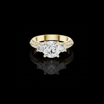 2.00 CT Finely Crafted Three Stone Round Cut Lab Grown Diamond Ring with Pave Accents For Love