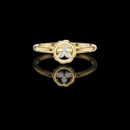 0.036 TCW Stunning Moissanite Ring Featuring a Sparkling Trio Diamond Floral Motif for Her
