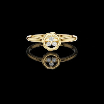 0.036 TCW Stunning Lab Grown Ring Featuring a Sparkling Trio Diamond Floral Motif for Her