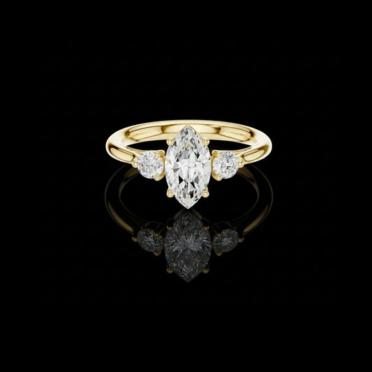 1.00 CT Ultra-Fine Marquise Cut Three-Stone Lab Grown Diamond Ring Crafted For Her