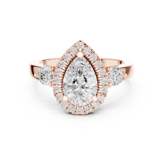 Pear Cut Halo Set Art Deco Wedding Bridal Lab Diamond Ring