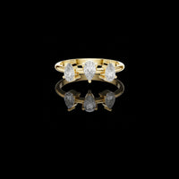 Contemporary Three Stone Pear Lab Diamond Ring