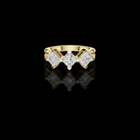Princess Cut Three Stone Moissanite Diamond Engagement Ring