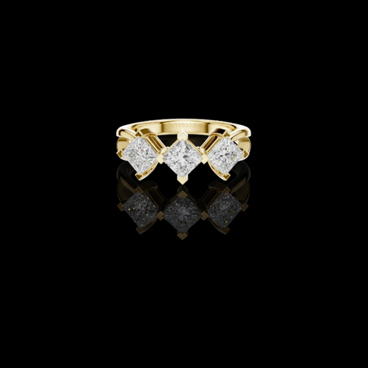 Princess Cut Three Stone Moissanite Diamond Engagement Ring