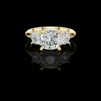 Three Stone Cushion Cut Lab Grown Wedding Bridal Ring