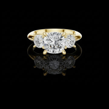Three Stone Cushion Cut Moissanite Wedding Bridal Ring