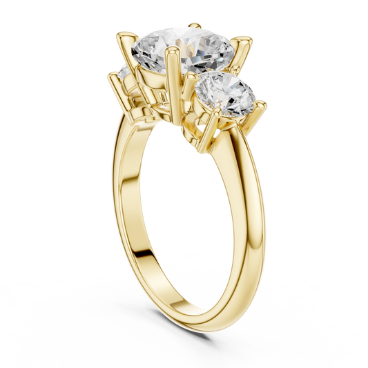 Three Stone Cushion Cut Lab Diamond Wedding Bridal Ring