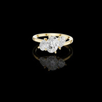 Lab Grown Oval Diamond Engagement Ring With Pear Side Stone