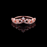 0.35 TCW Rose Gold Tiara-Inspired Moissanite Diamond Crown Ring Elegant Round Brilliant Cut Band for Royal-Inspired Fine Jewelry