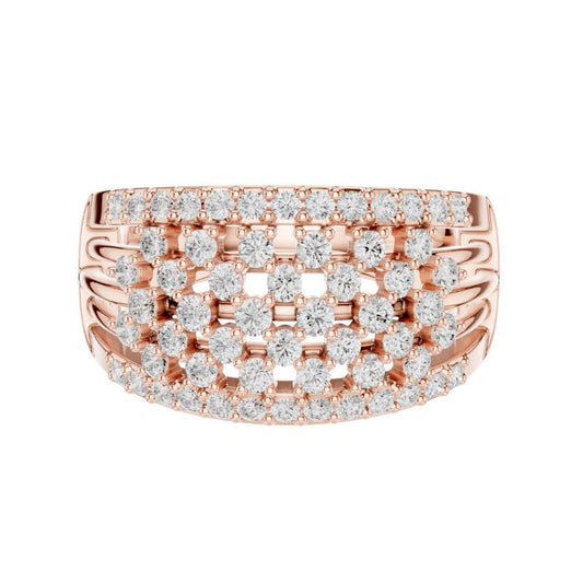Round Cut Multi Row Pave Lab Grown Diamond Statement Band Ring