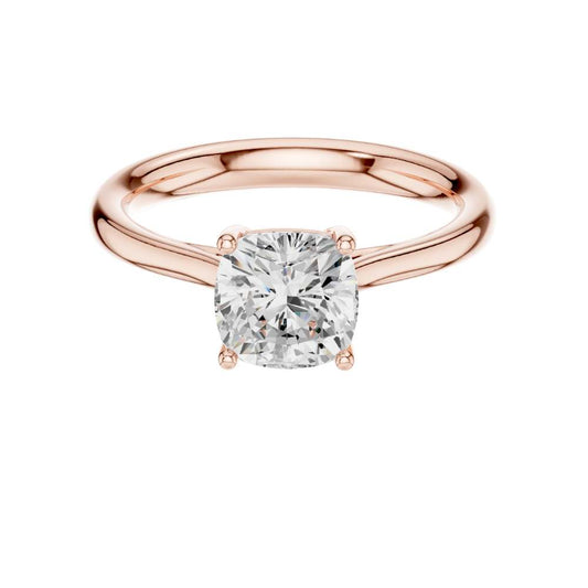 Cushion Cut Moissanite Diamond Solitaire Ring With Four Prong