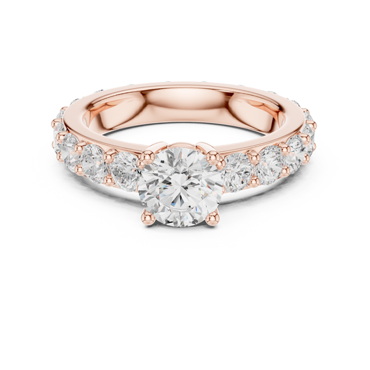 Pave Round Cut Solitaire Lab Diamond Wedding Ring For Women
