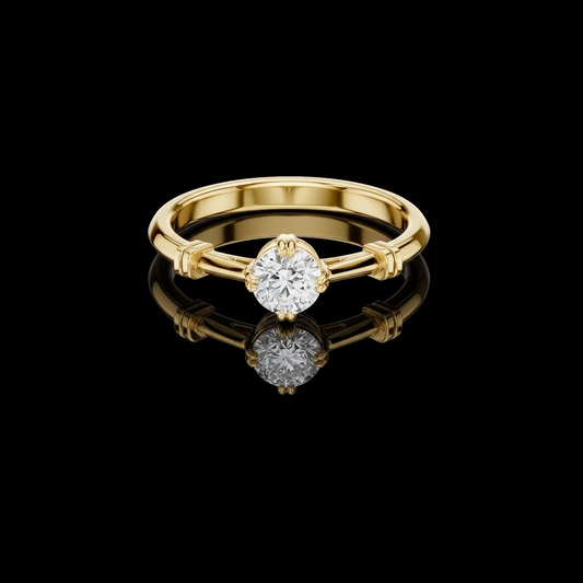 0.35 TCW Solitaire Lab Grown Diamond Ring with Sculpted Band Detailing in Lustrous