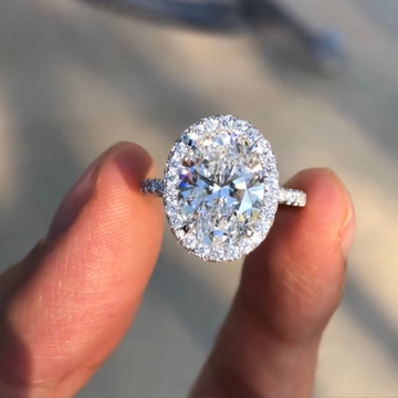 3.98 CT Luxury Oval Lab Grown Diamond Halo Ring for Modern Brides For Her