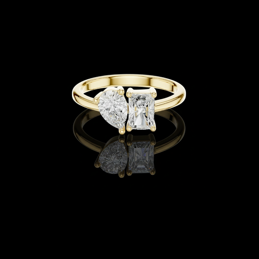 Pear and Radiant Cut Toi Et Moi Moissanite Diamond Ring