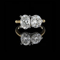 Oval and Round Lab Grown Diamond Toi et Moi Engagement Ring