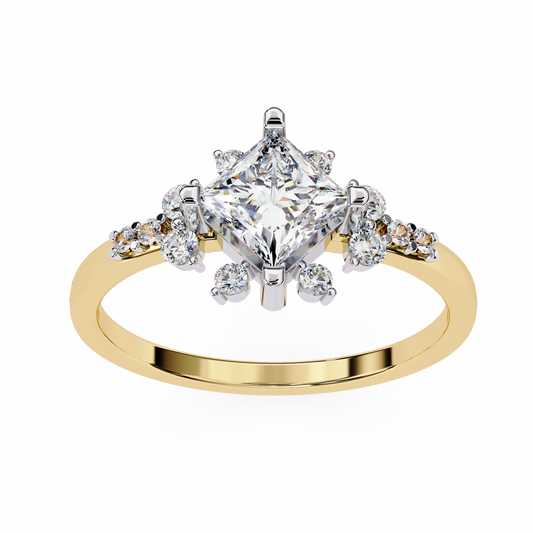 Vintage Style Princess Cut Lab Diamond Engagement Ring