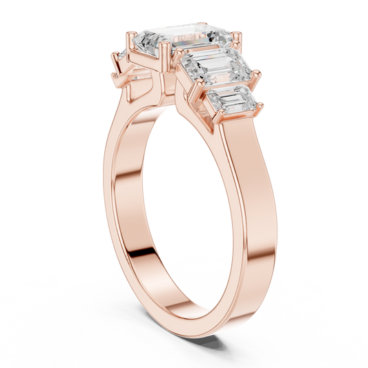 Five Stone Emerald Cut Moissanite Diamond Anniversary Ring