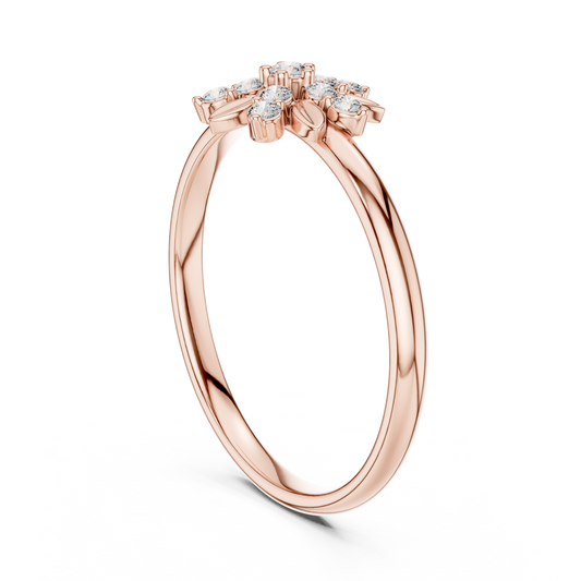 Round Moissanite Diamond Floral Cluster Leaf Accent Ring